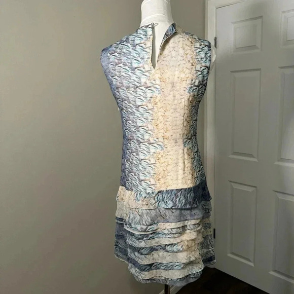 Christian  cota 100% silk ruffled mini dress 6 - Picture 5 of 7